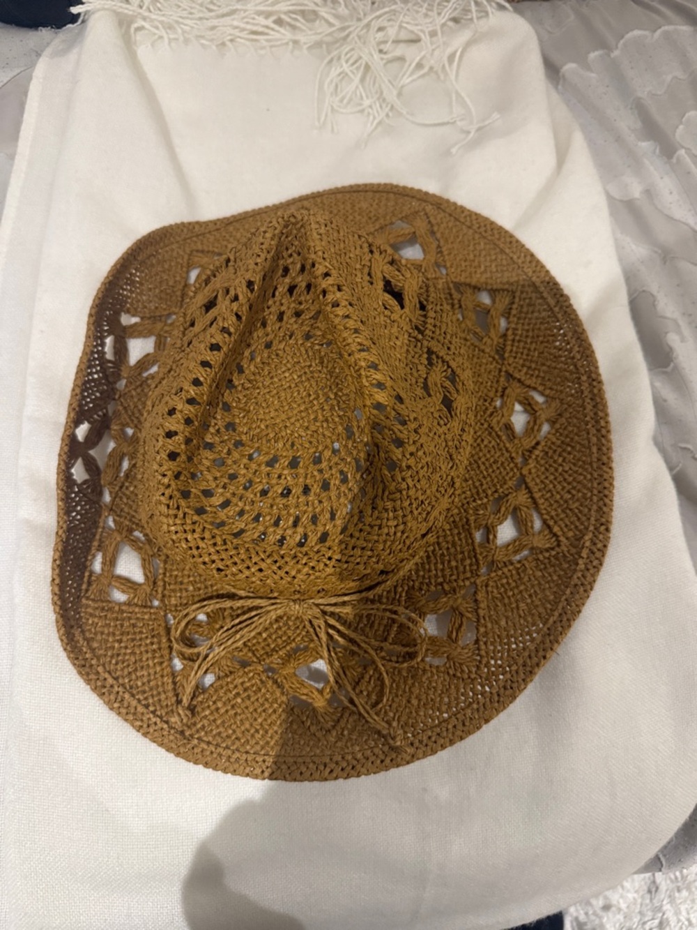 Little Moon Brown Crochet Open-Weave Sun Hat